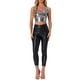 thumbnail image 2 of TOP SIN MANGAS U ESCOTE BRILLANTE PARA MUJERES INSPIRE CHIC ROPA DE FIESTA Y CLUB Holográfico Metálico Corto L Negro Plateado, 2 of 6