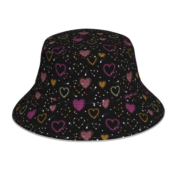 Kdxio Reflective Bucket Hat - Heart and Stars Print Bucket Hat for Men,Women