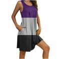 thumbnail image 7 of Sleepwear for Women Plus Size New Women Summer Casual Sleep Shirts Sleeveless Sleepwear Pleated Front Nightshirt Round Neck Nightdress with Pockets Purple M, 7 of 7