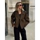 thumbnail image 1 of Chaqueta de lana corta Retro con doble botonadura para mujer, abrigo informal de manga larga con cuello de solapa, color marrón oscuro, prendas de vestir exteriores elegantes para mujer de otoño ﻿, 1 of 5