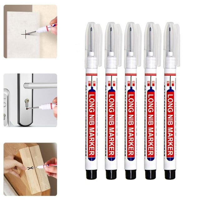 Clearance NANDIYNZHI 20Mm Long Head Deep Hole Marker Pen Building Marker Pen Marking Tool Metal Marker Pen Marker Pen Woodworking Ink Marker Pen 5Pc 10Ml Black