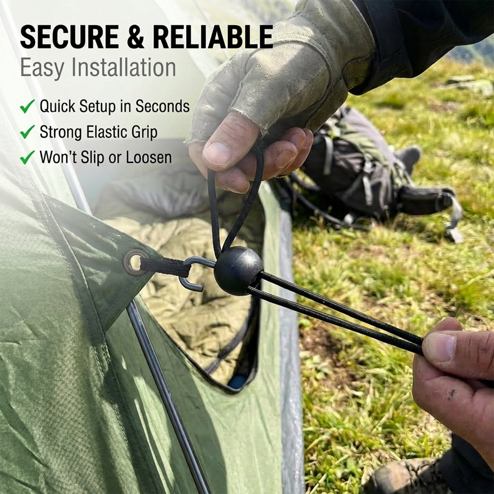 Tarp Ball Bungee Cord 6 Inch 120 PCS Bungee Tie High Elasticity Canopy Tarp Tie Down Ball for Camping Shelter Cargo Tent Pole Sun Resistant