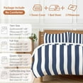 thumbnail image 6 of Navy Blue Striped Bedding Duvet Cover Set Queen Size 4 Pieces White Striped Geometric Bedding Set with Zipper Closure, 1 Comforter Cover 90x92 Inches 1 Flat Sheet & 2 Pillow Cases, 6 of 7