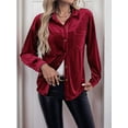 thumbnail image 5 of Women'S Winter Long Sleeve Velvet Cardigan Button Casual Tops Shirt Ladies Tops Green XS, 5 of 7