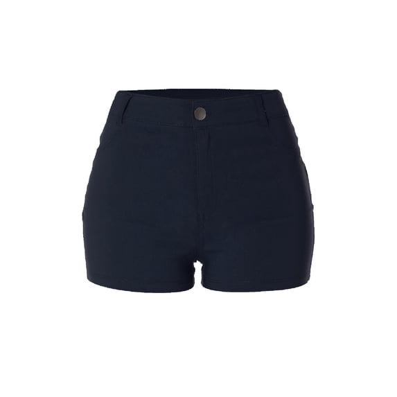 Made by Olivia Women's Solid Cuffed Hem Mid Rise Shorts with Back Pockets and Side Fake Pockets