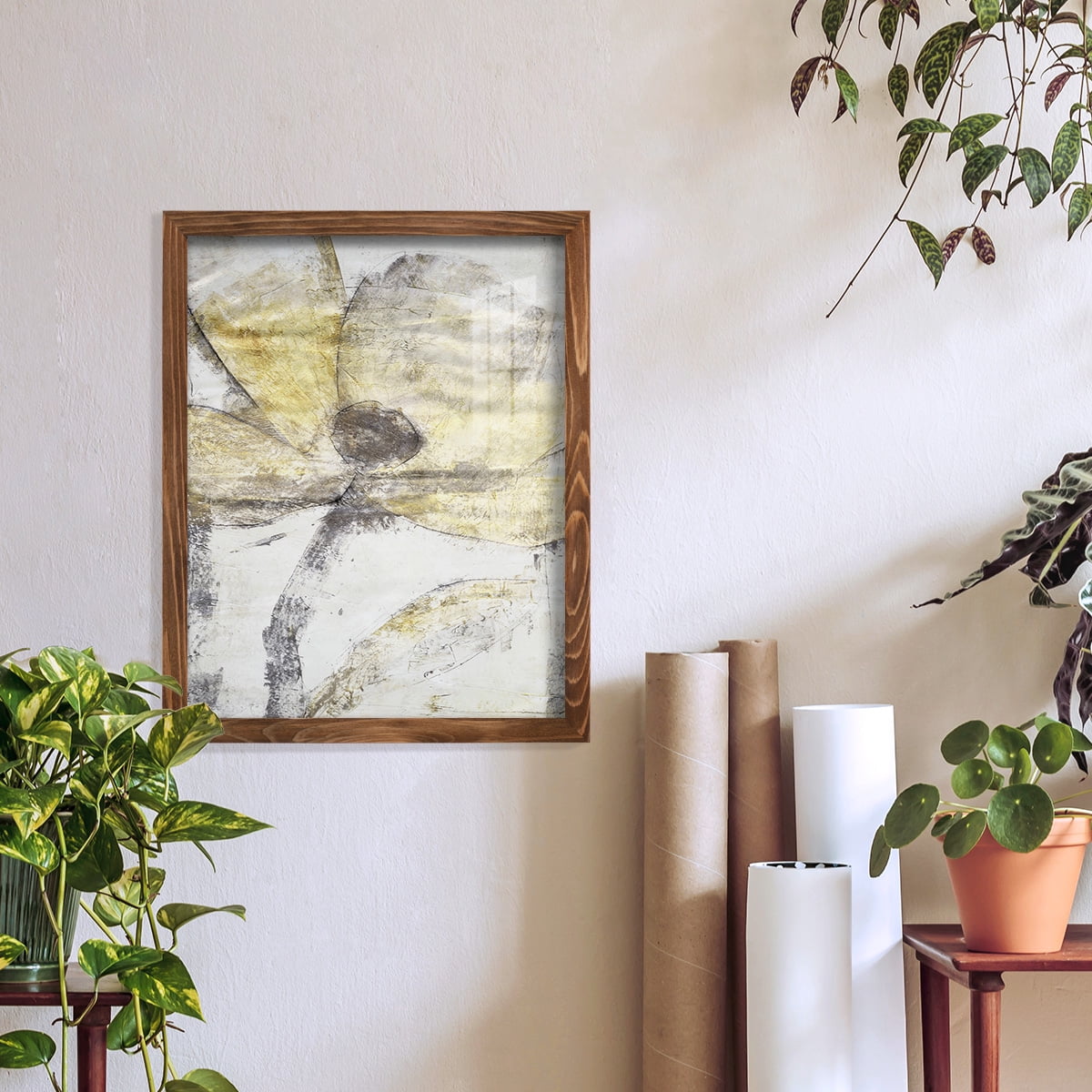 Une Fleur II - Framed Print w/glass - Walnut