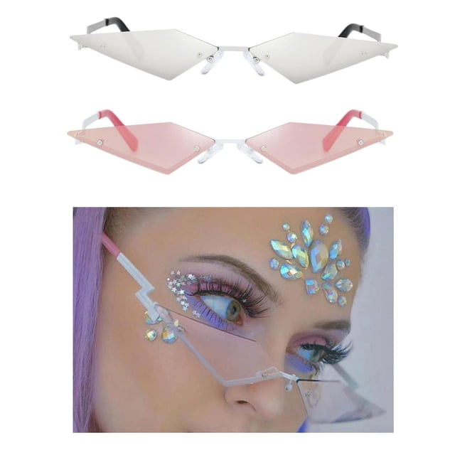 de sol estilo Punk Rock para mujer, 2 uds., de sol sin montura UV400, de Soledad Gafas de sol con lente de moda para mujer