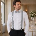 thumbnail image 2 of KAMBERFT Men's Silver Gray 1.4 inch Wide Adjustable Y-Back Suspenders, 2-Piece Set with Pre-Tied Bow Tie, 2 of 5