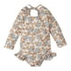 thumbnail image 2 of Traje de baño de una pieza para mujer, conjuntos de bikini para mujer, niñas pequeñas, moda, lindo estampado de rayas, manga larga, frenillo, protección solar, traje de baño para surf en la playa, tra, 2 of 9