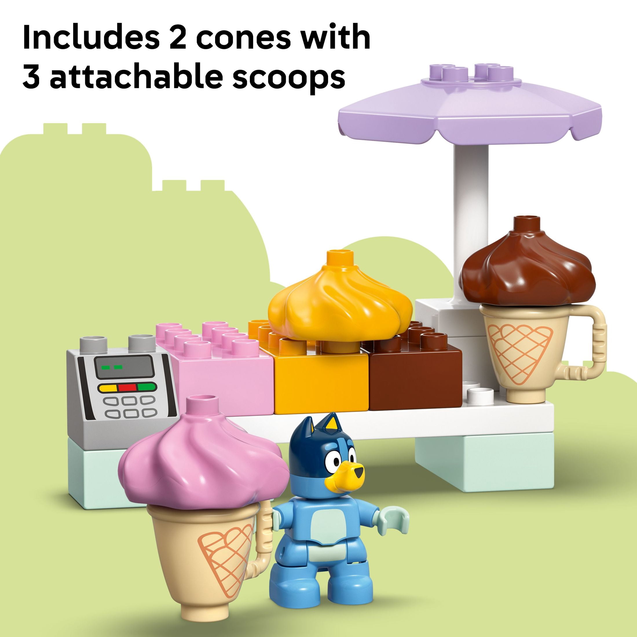 LEGO DUPLO Bluey Ice Cream Trip with Bluey - Toddler Toy For Boys and Girls Ages 2+ - Includes Bluey Figure and Ice Cream Toy Stand -  Sensory Toy for Pretend Play - Preschool Gift Idea - 10458