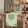 thumbnail image 2 of Table Runners 120 Inches Long Dress Scarves, Green Floral Farmhouse Coffee/Dining/Kitchen Table Runner for Living Room, round Floral Ethnic Abstract Patterned 13x120 Inch, 2 of 9