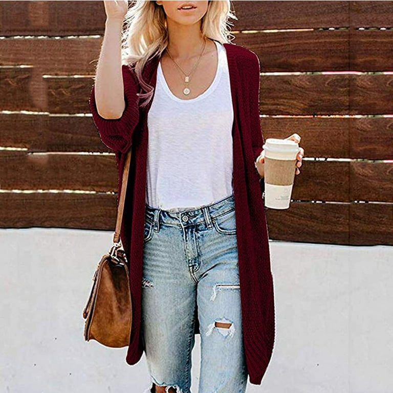 Peach Cardigan Loose Open Outerwear Sweater Solid Cardigan Casual Long Petite Sweaters for Women Cardigan