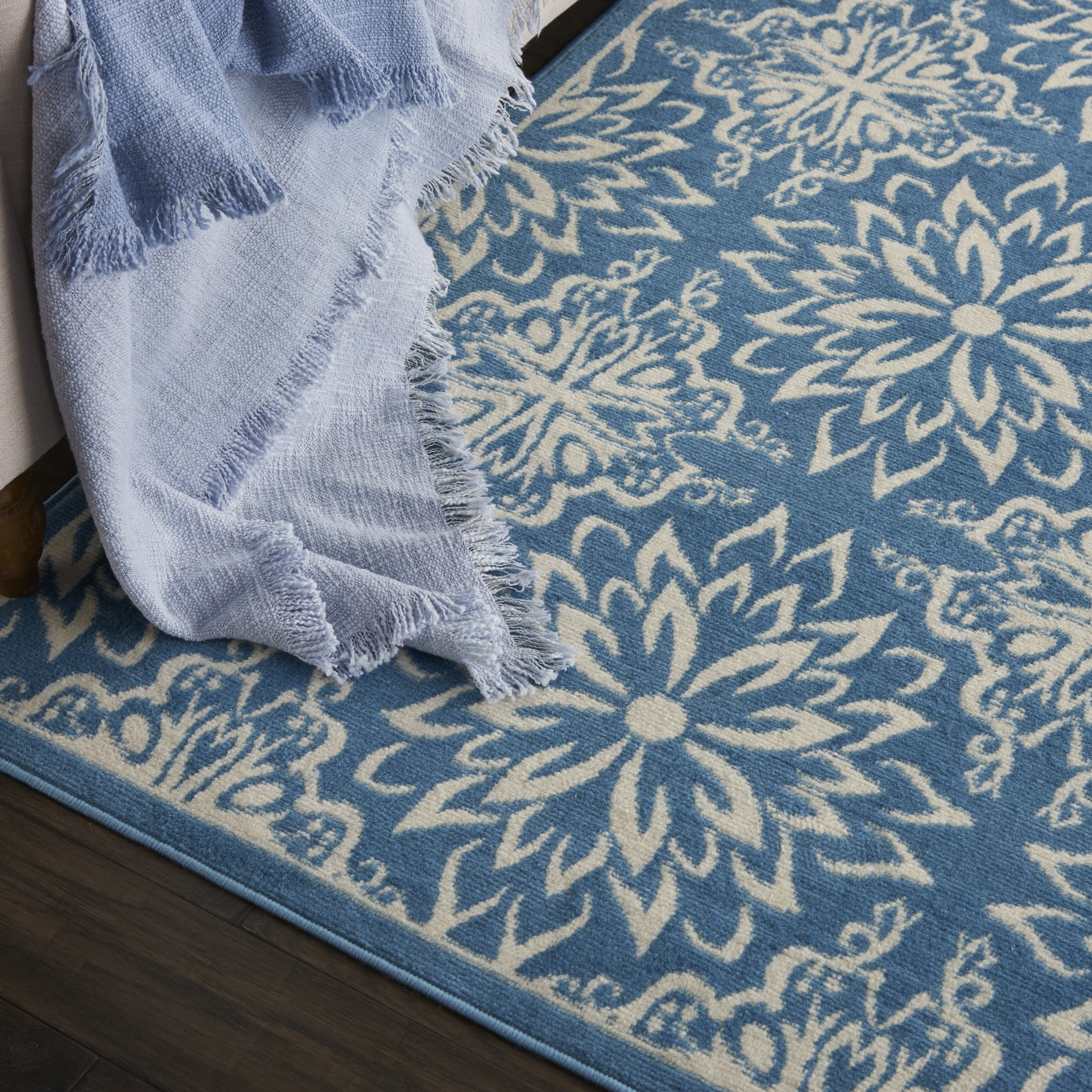 Nourison Jubilant Floral Ivory/Blue 4' x 6' Area Rug, (4x6)