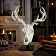 thumbnail image 4 of Faux Deer Skull Wall Mount, Gothic White Wall Art for Halloween Home Decor and Rustic Display, 4 of 5
