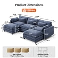 thumbnail image 3 of CHITOOMA 111" Modular Sectional Sofa with 2 Movable Ottomans, U-Shaped Oversized 3-Seat Chenille Cloud Sofa with 5 Pillows for Living Room, Blue, 3 of 9