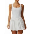 thumbnail image 2 of Womens Bubble Tennis Dress Squre Neck Sleeveless Workout Golf Athletic Dresses Build in Shorts with Pockets, 2 of 9