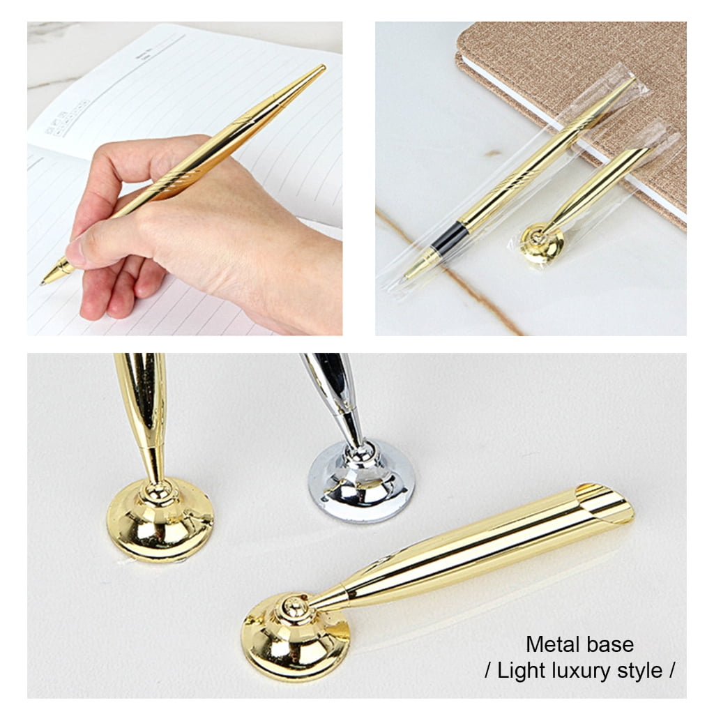 Necvior 5 Pcs Counter Service Pen with Base Ballpoint Pen Reception Pen for Bank Wedding