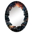 thumbnail image 2 of Designart "Fireworks in the Celestial Galaxy V" Galaxies Round Wall Mirror - Fantasy Oval Printed Decorative Oversized Mirror - Multiple Color Options, 2 of 4