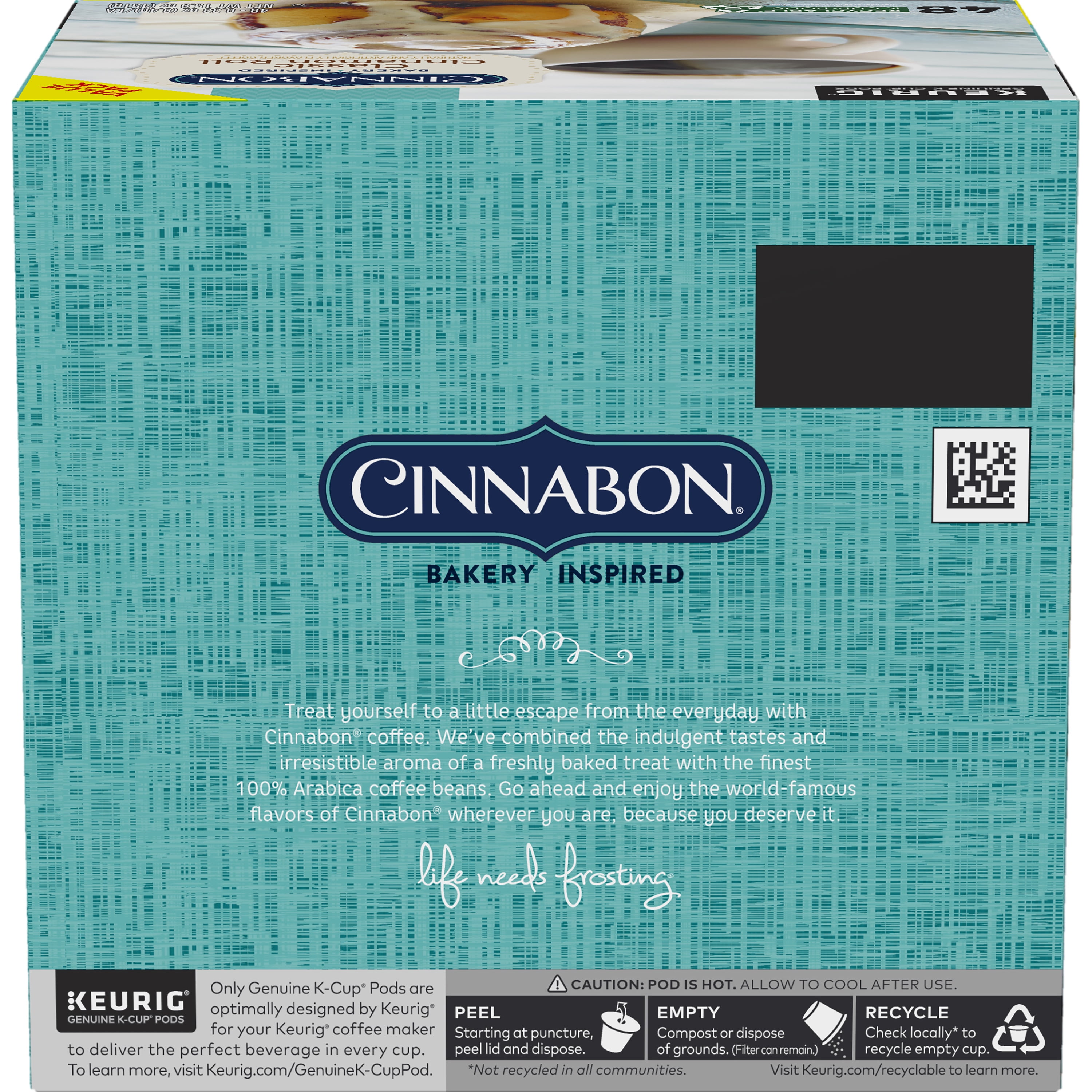 Cinnabon Classic Cinnamon Roll Keurig K-Cup Pods, Light Roast Coffee, 48 Count for Keurig Brewers