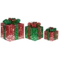 thumbnail image 4 of Northlight LED Lighted Glitter Threaded Gift Boxes Outdoor Christmas Decoration - Set of 3, 4 of 6
