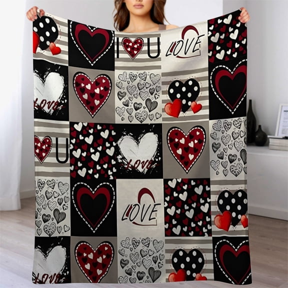 Kbndieu Valentines Day Decorations Throw Blanket, Soft Fluffy Fuzzy Cozy Blankets Valentines Day Gifts for Women Girlfriend, Lightweight Warm Flannel Throw Blanket for Couch Bed Travel