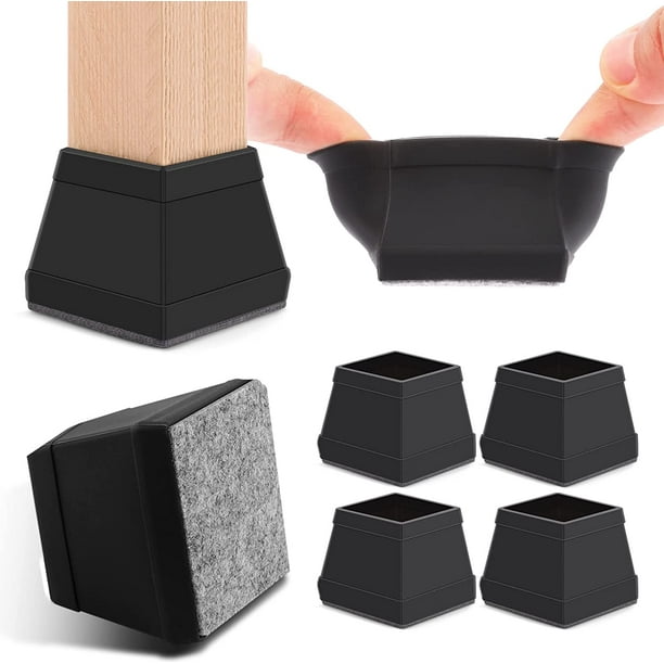 Square Silicone Chair Leg Floor Protectors,Chair Leg Caps for Wood Floors,Dining Room Table