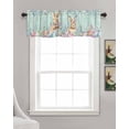thumbnail image 3 of Faux Linen Valances for Windows Easter Bunny Rabbit Eggs Spring Flowers Teal Wood Grain Curtains Valance Light Filtering Rod Pocket Small Window Treatment for Kitchen Living Room Bedroom 60x18In, 3 of 6