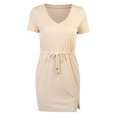 thumbnail image 3 of Womens Casual V Neck Solid Short Sleeve waidrawstring belt dress Summer Boho Floral Sundresses Wedding Guest Graduation Prom Formal Cocktail Dresses that Hide Belly A520-9949, 3 of 7