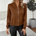 thumbnail image 6 of Stamzod Bomber Jacket Women Fall Fashion 2026 Dressy Casual Faux Suede Jackets Loose Fit Long Sleeve Cropped Coats for Women, 6 of 9