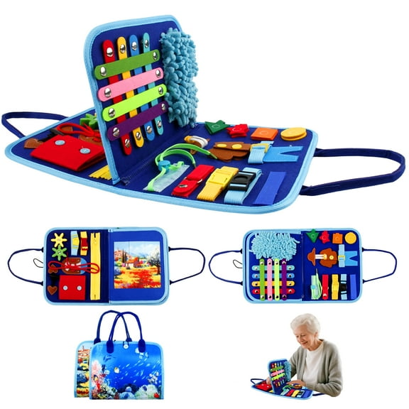 AMQTSLM Fidget Blanket for Adults with Dementia, Dementia Activities for Seniors, Alzheimer's Products, Multi-Use Busy Sensory Board, Gift and Activities for Elderly