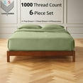 thumbnail image 2 of 6-PC Queen XL Organic 1000-TC Cotton Sheet Set - 12" Deep Pockets with 4 Pillowcases - Sage, 2 of 7