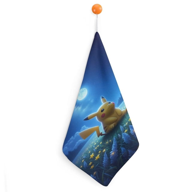 Toallas de mano de Pikachu para baño, toallas de algodón suaves y absorbentes para spa, baño, gimnasio, cocina, juego de toallas de mano decorativas a cuadros, 1 pieza