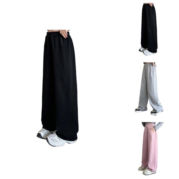 Girls Wide Leg Sweatpants Loose Straight Leg Athletic Pants Casual Baggy Pants for Girls Fashion Daily Wear for Age 4-15
