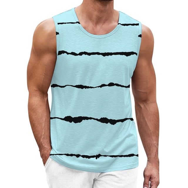 Men's Sleeveless Collar Tank Top for Spring Summer Print Athletic Workout Shirt Easy Casual Daily Wear
