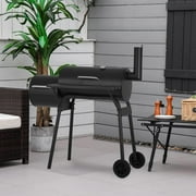 YRLLENSDAN 43 Inch Charcoal Grills with Smoker, BBQ Pit BBQ Grill Charcoal Outside Grill for 6-10 People, Offset Smoker, Braised Roast, Patio and Backyard Picnic Grill, Black