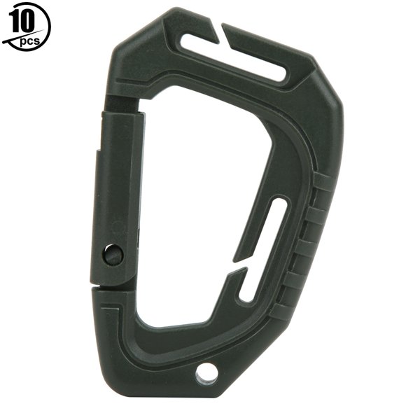 10 Uds. Mosquetón de plástico con anillo en D de alta resistencia, hebilla de gancho para llavero para escalada al aire libre (brazo verde) YUNYI BRAND  Deportes