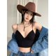 thumbnail image 1 of VISgogo Mujeres Crop Camisole, Sling Deep V-Neck Plain amp; Ribed Push-Up Short Tops, Ladies Summer Slim Backless Navel Tops VISgogo moda, 1 of 1