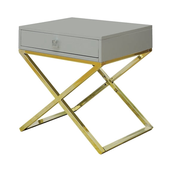 Shea 1-Drawer Wood End Table, Gray