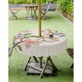 thumbnail image 4 of Fsddascl Country Flowers Outdoor Tablecloth - 60 Inch Round Dining Table Cover, Watercolor Spring Floral Butterfly Waterproof Outdoor Table Cloth with Umbrella Hole & Zipper for Picnic/Patio/Party, 4 of 7