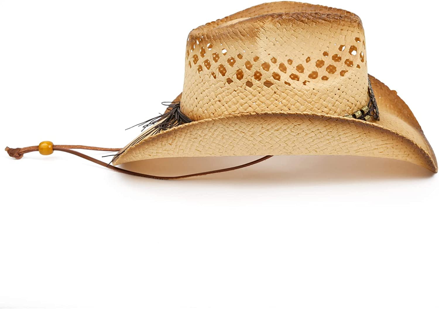 Livingston Men & Women's Woven Straw Cowboy Hat w/Hat Band A-blue
