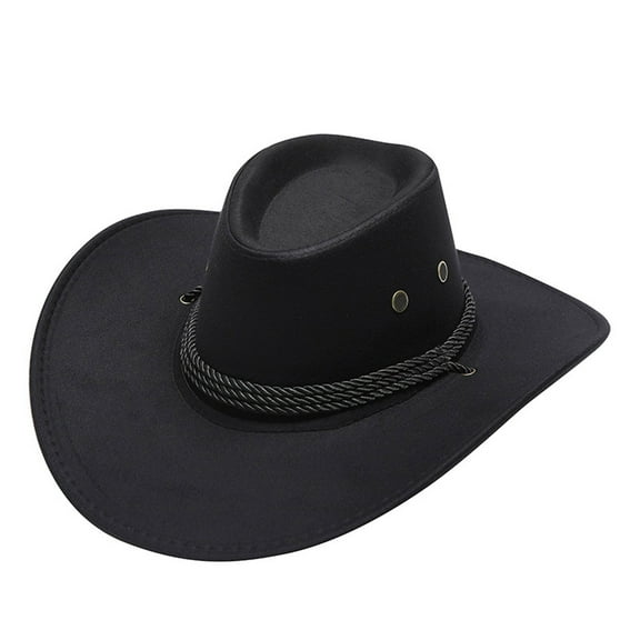 Men's Cowboy Hats Leather Hat for Men Black Hats Wide Brim Western Cowboy Cowgirl Hats One Size