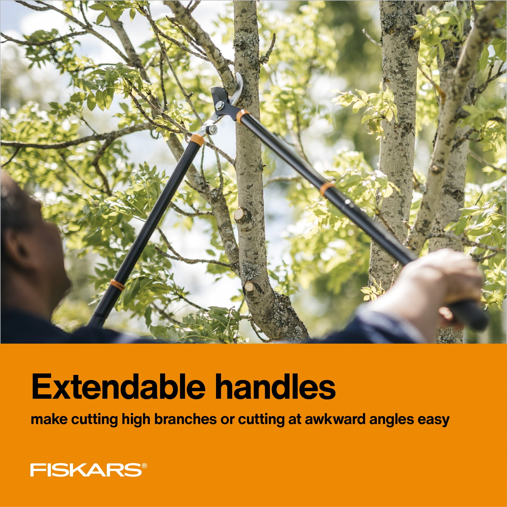 (2 pack) Fiskars Lopper Extendable Handle and Single Pivot, 25"-37" Handle Extension