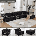 thumbnail image 6 of 142" L-Shaped Modular Sofa Set, 5-Piece Convertible Sleeper with Reconfigurable Design, No Assembly Required, Chenille Fabric, Black, 6 of 9