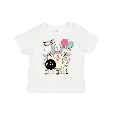 

Inktastic Pink Bowling Pin 4th Birthday Girls Toddler T-Shirt