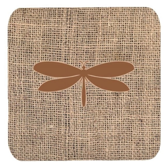 Moth Burlap And Brown Foam Coasters, Set Of 4
