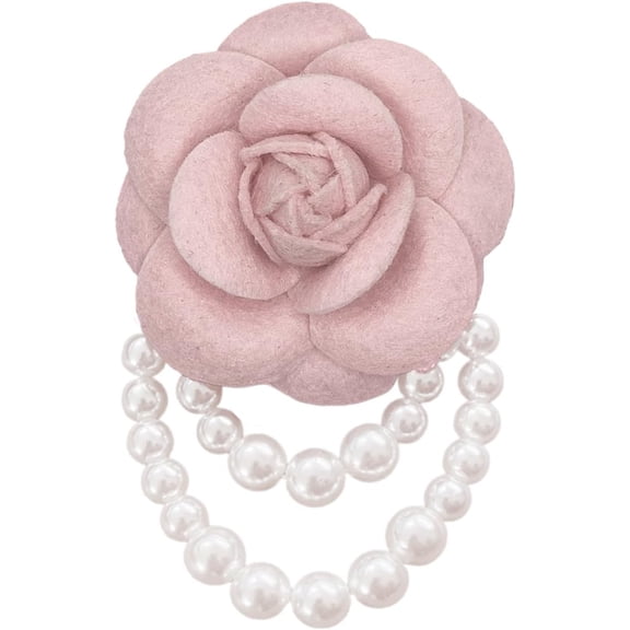 Camellia Flower Pearl Tassel Corsage Brooch Pin - Superior Artificial Wool Fabric Flower Corsage for Women Men Wedding Engagement Formal Jewelry