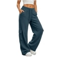 thumbnail image 4 of Women's Cargo Sweatpants High Waist Wide Leg Drawstring Baggy Fleece Lined Pants Casual Athletic Joggers with Pockets 2XL, 4 of 7