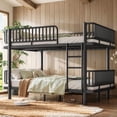 thumbnail image 3 of URTR Queen over Queen Metal Bunk Bed with Ladders & Guardrails, Convertible to 2 Full Platform Beds, Upgraded Round-Pipe Frame for Teens & Adults, No Box Spring Needed, Black, 3 of 15