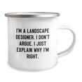 thumbnail image 2 of Funny Landscape Designer Gifts - Christmas Unique Presents for Friends from Landscape Designers - I'm A Landscape Designer, I Don't Argue, I Just Explain Why I'm Right, Camping Mug, 2 of 4