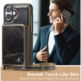 thumbnail image 2 of Elehold PU Leather Zipper Pocket Wallet Case for iPhone 16 Plus RFID Blocking Card Holders Large Capacity Anti-Scratch Detachable Handstrap Shockproof Case, Coffee, 2 of 8